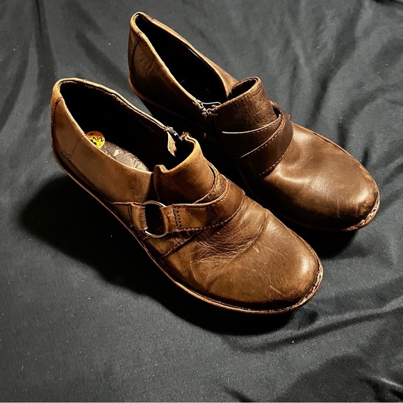 Born Shoes Womens Boots 8.5 Dollie Brown Leather Platform Chunky Heel Y2K Bootie - Picture 1 of 8